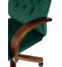 Кресло руководителя Бюрократ T-9928WALNUT Fabric зеленый Italia Green крестов. металл/дерево. Фото товара с разных ракурсов.