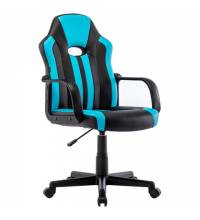 Кресло компьютерное BRABIX Stripe GM-202, экокожа, черное/голубое, XXXXXX, 532509