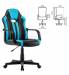 Кресло компьютерное  "Stripe GM-202", экокожа, черное/голубое, 532509. Фото товара с разных ракурсов.