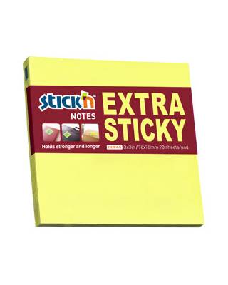 Блок самоклеящийся бумажный Stick`n 21670 76x76мм 90лист. 70г/м2 неон желтый усиленный клей