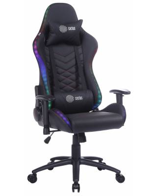 Кресло игровое Cactus с RGB-подсветкой черный/красный эко.кожа с подголов. крестов. сталь главное фото