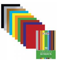 Цветная бумага А4 мелованная, 10 листов 10 цветов, в папке, HATBER "Creative", 195х280 мм, 10Бц4м 05930, N050842
