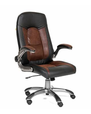 Офисное кресло Chairman 439 Россия экопремиум черный+микрофибра черный/коричневый