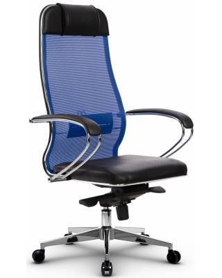 Эргономичное кресло руководителя Samurai Comfort - 1.01 черно-синее главное фото