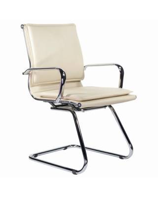 Кресло для приемных и переговорных  "Kayman CF-102", экокожа, хром, бежевое, 532573