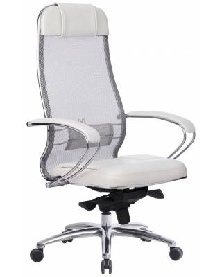 Кресло руководителя Samurai SL-1.04 белый лебедь (сетка/кожа)