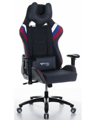 Кресло игровое геймерское Бюрократ VIKING 4 AERO RUS две подушки белый/синий/красный черный искусст.кожа/ткань главное фото