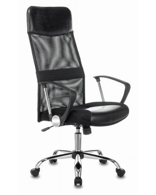 Кресло руководителя Бюрократ CH-600SL/LUX/BLACK черный искусст.кожа/сетка/ткань крестовина хром