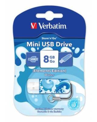Флеш Диск Verbatim 8Gb Store n Go Mini Elements Water 98159 USB2.0 голубой