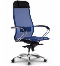 Кресло руководителя Samurai S-1.04 синее (хром)