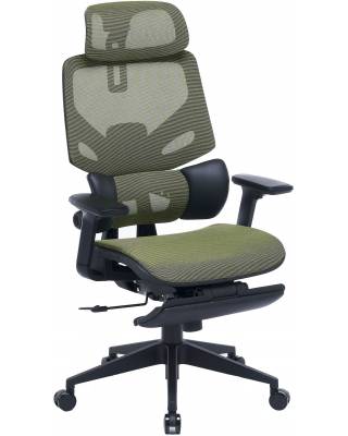 Кресло Cactus CS-CHR-MC01-LGN салатовый сет./эко.кожа с подголов. крестов. пластик подст.для ног