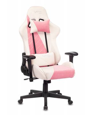Кресло игровое Бюрократ VIKING X Fabric белый/розовый с подголов. крестовина пластик