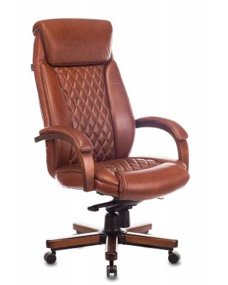 Кресло руководителя Бюрократ T-9924WALNUT светло-коричневый Leather Eichel кожа крестовина металл/дерево
