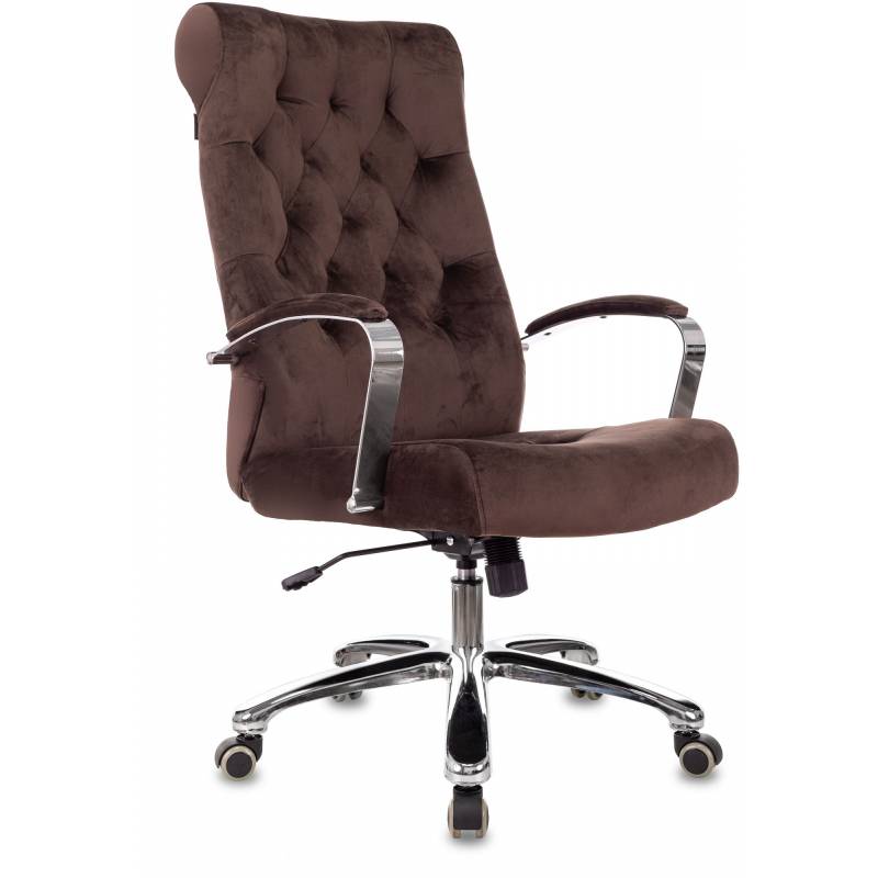 Кресло руководителя Бюрократ T-9928SL Fabric коричневый Italia 6 крестов. металл хром главное фото