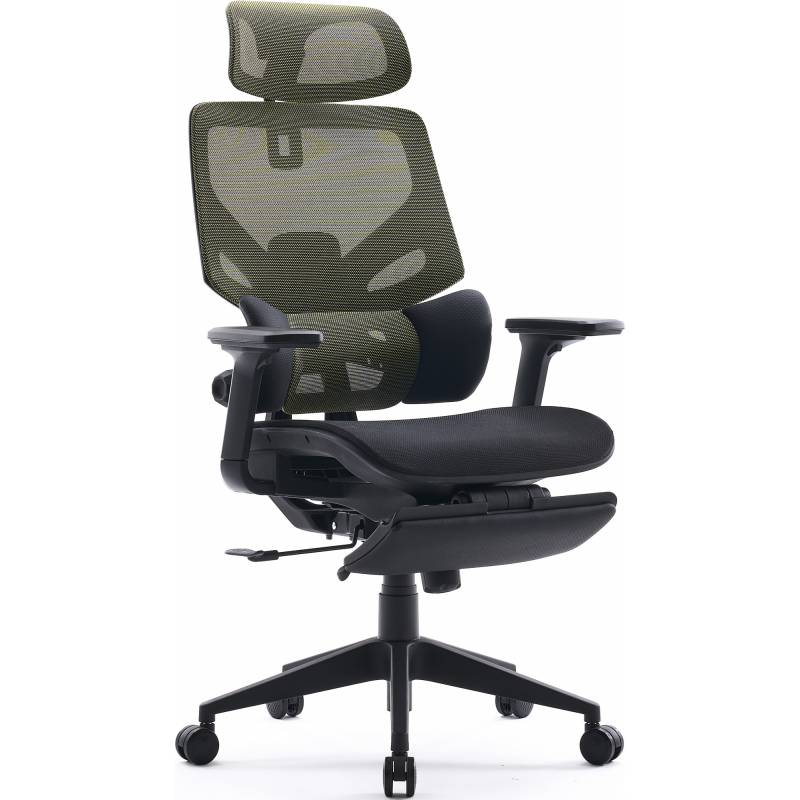 Кресло Cactus CS-CHR-MC01-LGNBK салатовый сиденье черный сетка/ткань с подголов. крестов. пластик подст.для ног главное фото