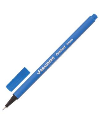 Ручка капиллярная (линер) BRAUBERG "Aero", ГОЛУБАЯ, трехгранная, металлический наконечник, линия письма 0,4 мм, 142259
