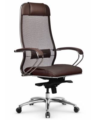 Кресло руководителя Samurai SL-1.04 коричневое (сетка/кожа)