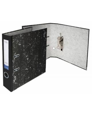 Регистратор картонный 355003-01 мраморный, 50мм, с метал. окантовкой, карман на корешке, цв. черный