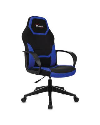 Кресло компьютерное  "Alpha GM-018", ткань/экокожа, черное/синее, 532638, GM-018_532638