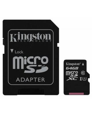 Флеш карта microSDXC 64Gb Class10 Kingston SDC10G2/64GB + adapter