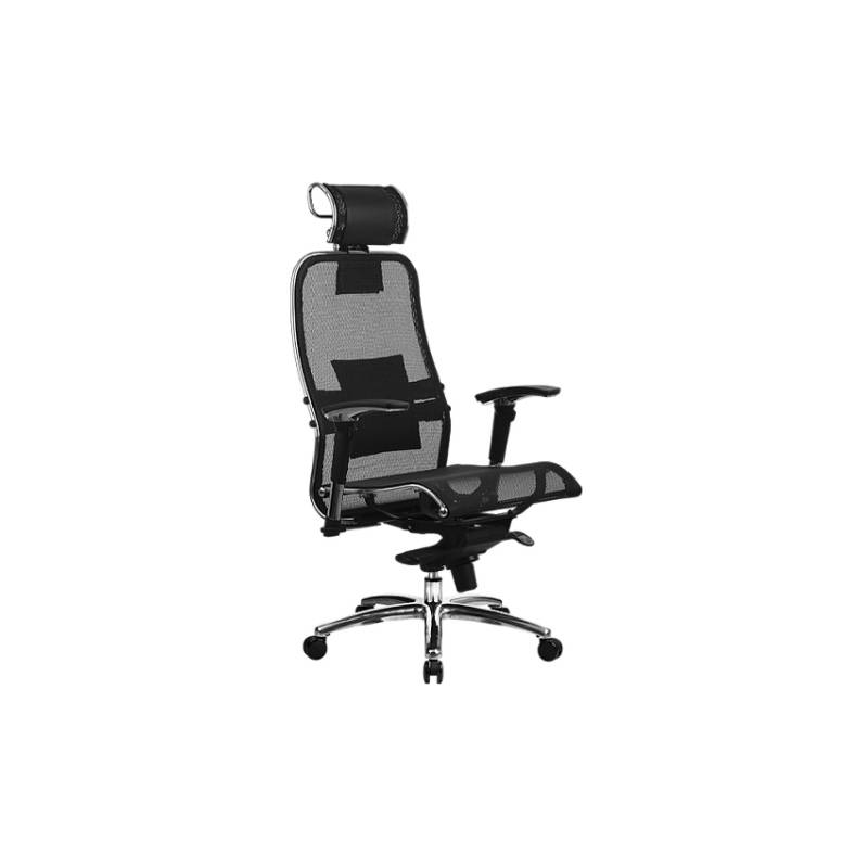 Кресло руководителя Samurai S-3.02 черная сетка. Хром + 3d подголовник главное фото