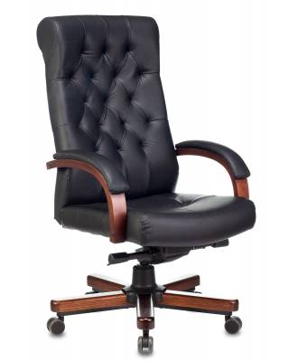 Кресло руководителя Бюрократ T-9928WALNUT черный кожа крестов. металл/дерево