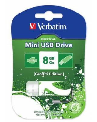 Флеш Диск Verbatim 8Gb Store n Go Mini Graffiti 98163 USB2.0 зеленый/рисунок