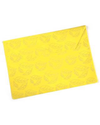 Конверт на кнопке Бюрократ -PK813NYEL A4 с рисунком "Листочки" непрозрачный пластик 0.18мм желтый