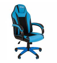 Кресло компьютерное  "Tanto GM-171", TW/экокожа, черное/голубое, 532575, 7083503