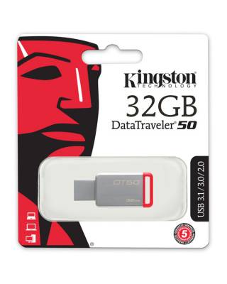 Флеш Диск Kingston 32Gb DataTraveler 50 DT50/32GB USB3.0 красный
