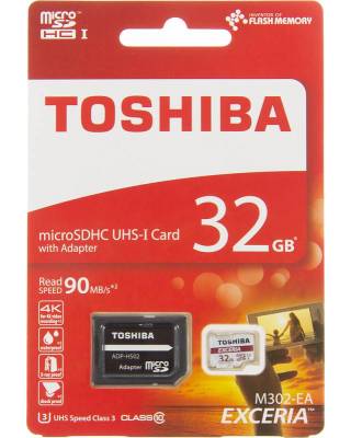 Флеш карта microSDHC 32Gb Class10 Toshiba THN-M302R0320EA M302 + adapter