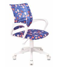 Кресло детское Бюрократ KD-W4 синий аниме крестов. пластик пластик белый