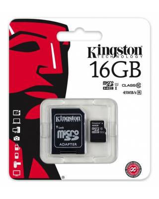 Флеш карта microSDHC 16Gb Class10 Kingston SDC10G2/16GB + adapter