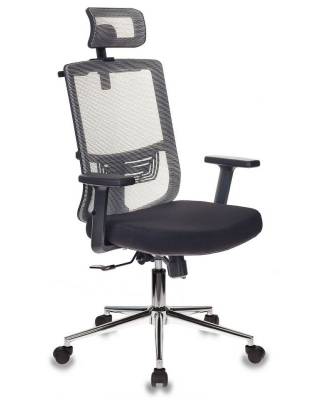 Кресло руководителя Бюрократ MC-612-H/GR/26-B01 серый BM-10 сиденье черный 26-В01 сетка/ткань крестовина хром