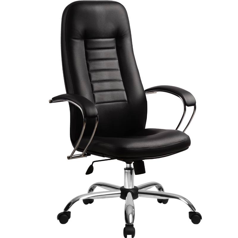 Кресло руководителя МЕТТА BK-2CH Пилот-2 Хром черная перфорированная кожа главное фото